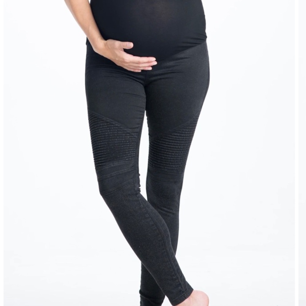 PREGGO LEGGINGS  moto black maternity